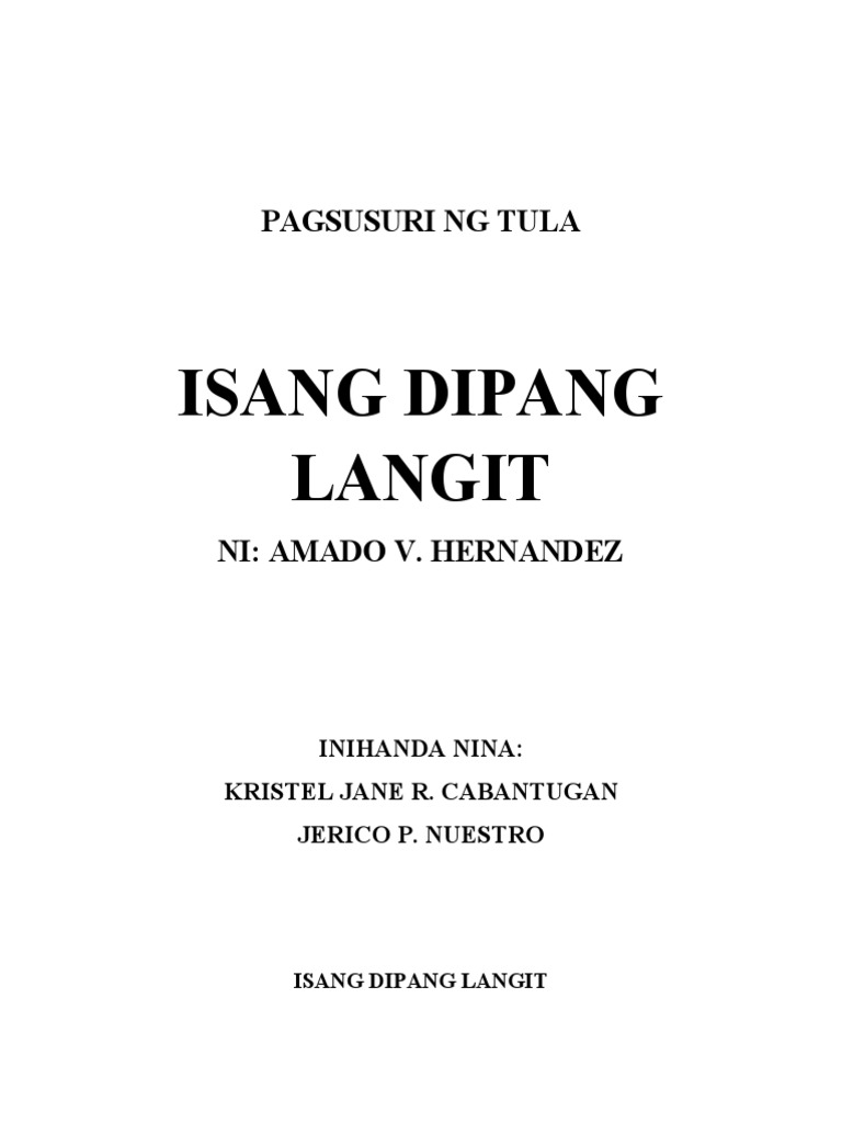 Pagsusuri Ng Tula Aralin (Ikaanim Na Linggo) Pagsusuri Sa Nilalaman