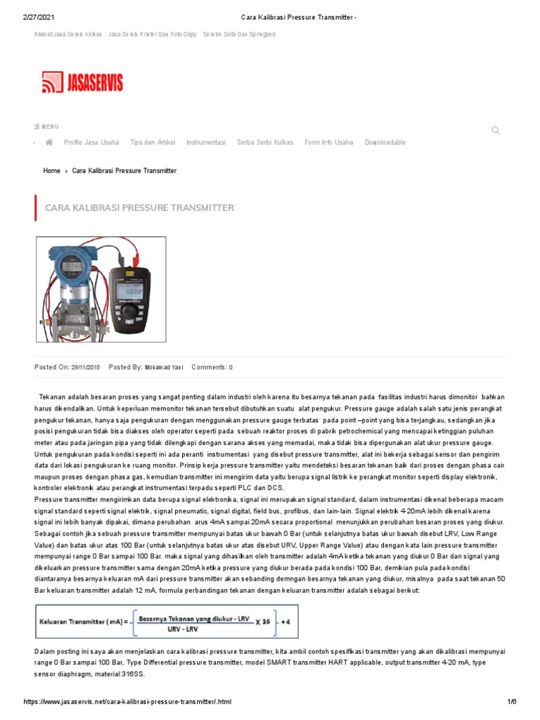 Cara Kalibrasi Pressure Transmitter PDF
