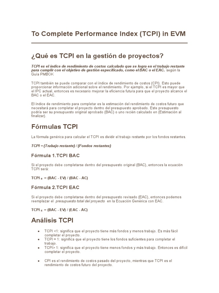 Entendiendo el TCPI en EVM | PDF | Presupuesto | Economias