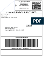 Usps First-Class™ PKG: Harry Matheny 669 Park Ave Springdale OH 45246-2115