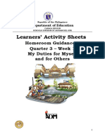 Learners' Activity Sheets: Homeroom Guidance 7 Quarter 3 - Week 1 My Duties For Myself and For Others