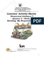 Learners' Activity Sheets: Homeroom Guidance 7 Quarter 3 - Week 2 Knowing My Responsibilities