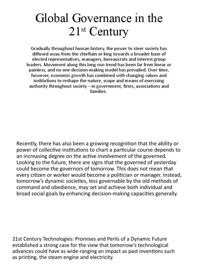 Global Governance in The 21 Century | PDF | Globalization | Economic Growth