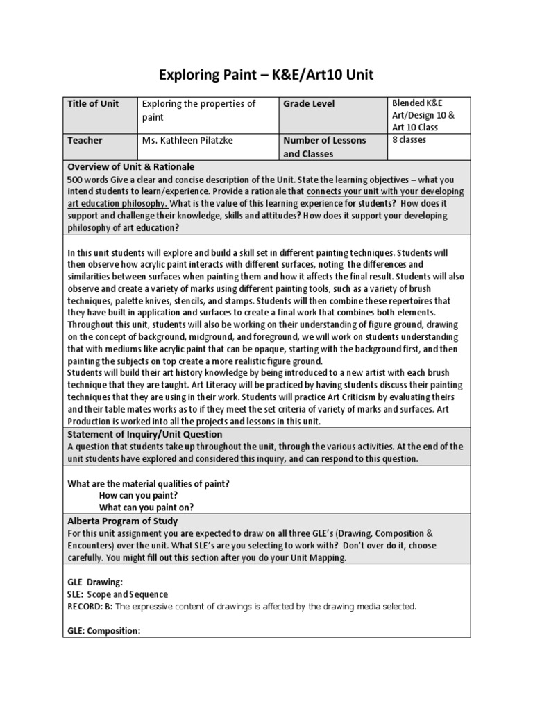 ps2 Exploring Painting Unit K and e Art Design 10 PDF Drawing