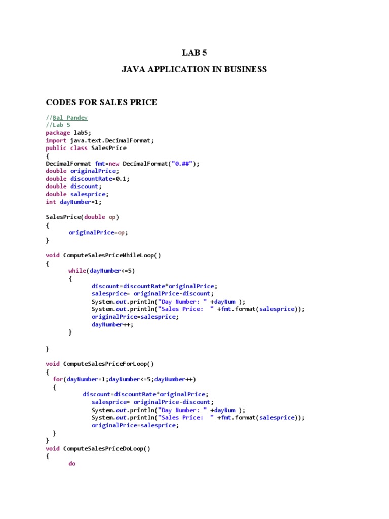 Lab 5 Java Application in Business | PDF | Computers