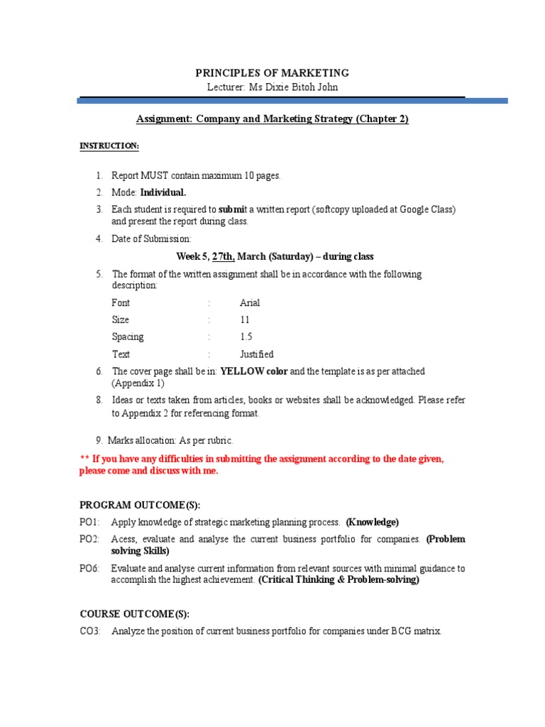 Marketing Strategy Report Assignment | PDF | Rubric (Academic) | Swot ...