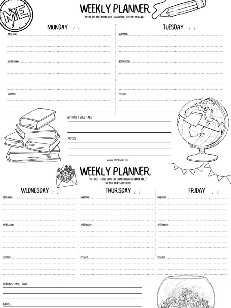 MYnd Map FREE Weekly Planner Printable PDF | PDF