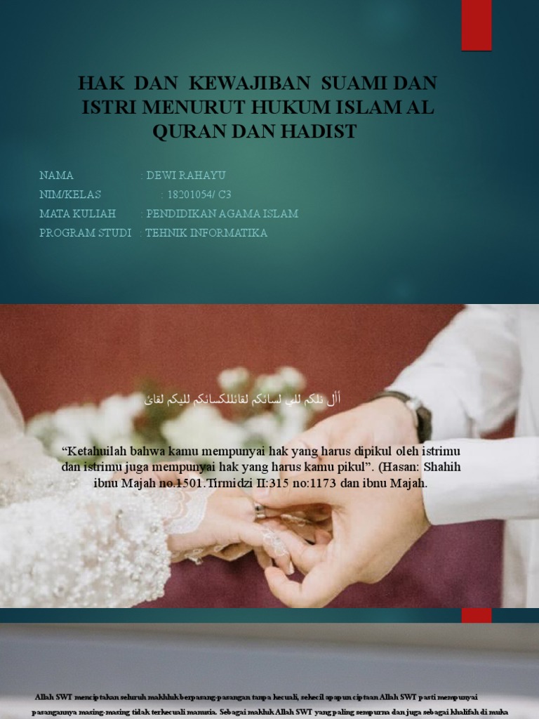 Hak Dan Kewajiban Suami Dan Istri Dewi Rahayu 18201054 Pdf