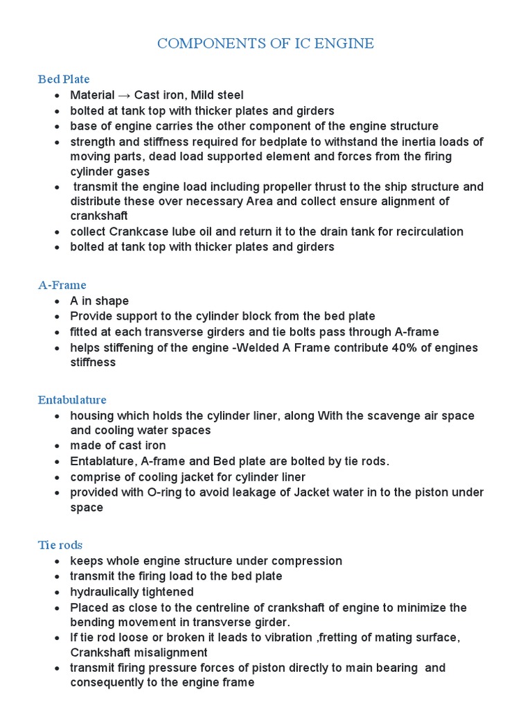 Components of Ic Engine Bed Plate PDF