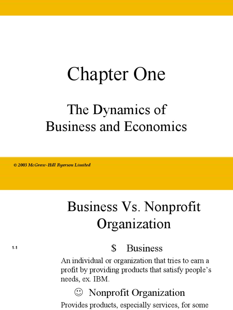 Chapter One: The Dynamics of Business and Economics | PDF | Profit ...