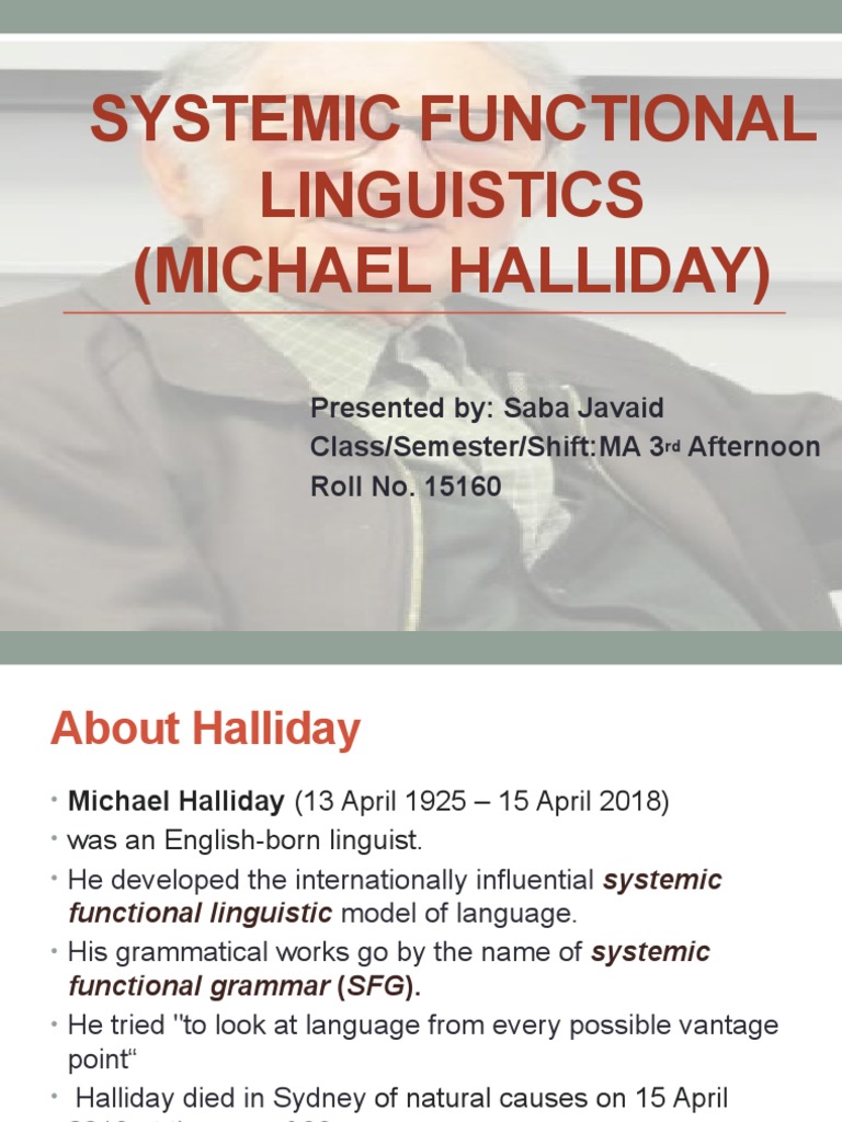 Systemic Functional Linguistics (Michael Halliday) | PDF | Human ...