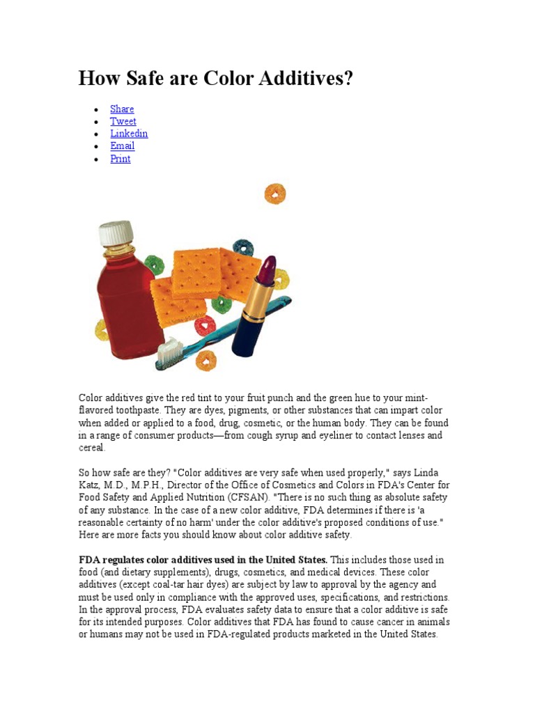 FDA Approved Color Additives Safety | PDF | Wellness | Lifestyle