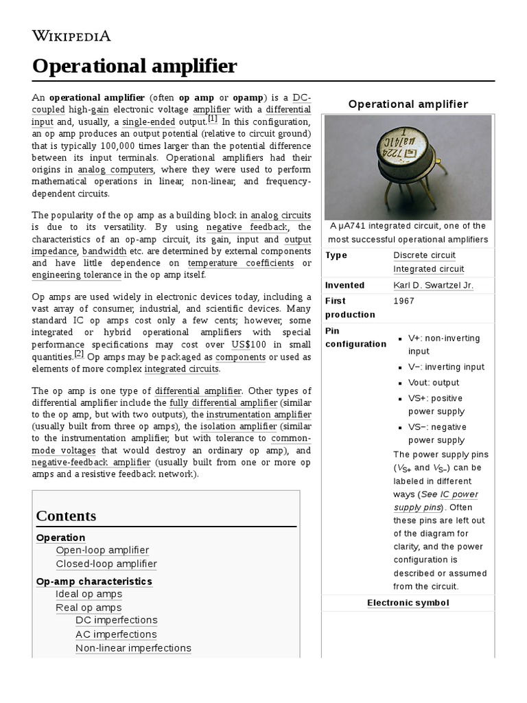 Operational Amplifier | Download Free PDF | Operational Amplifier ...