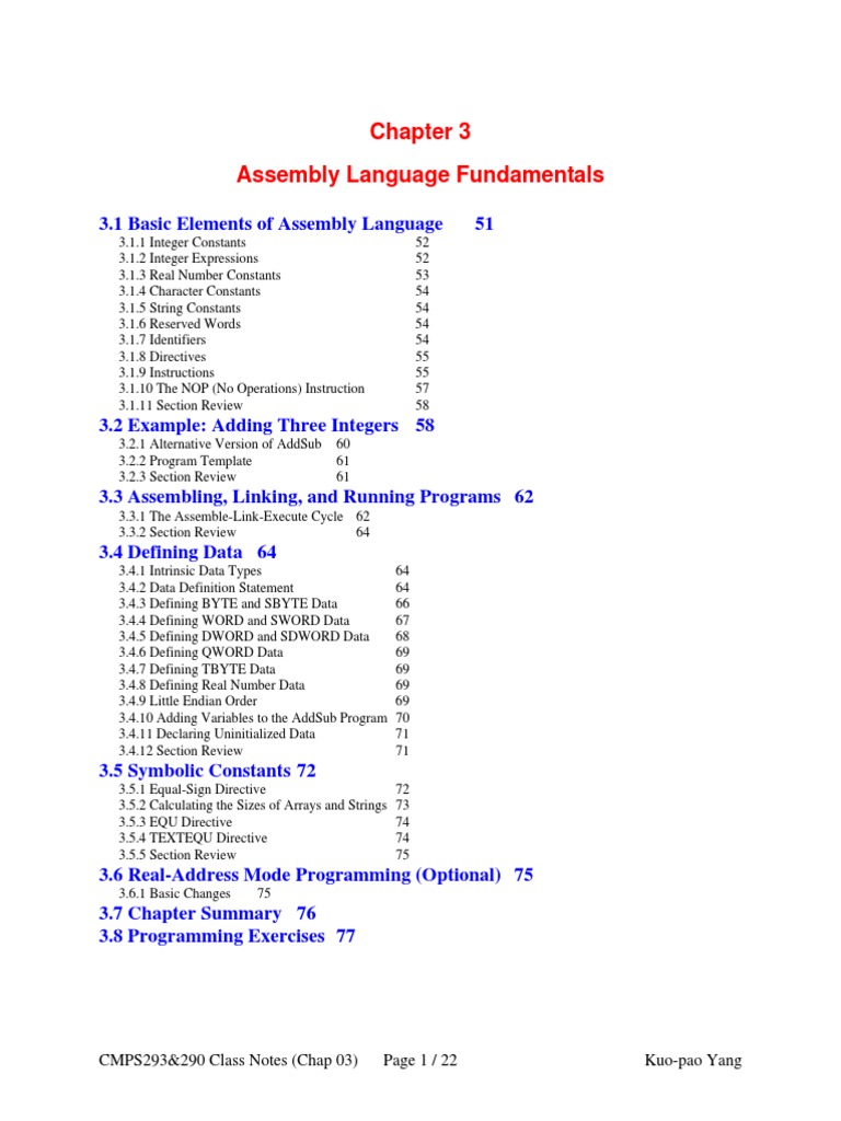 Assembly Language Basics and Examples | PDF | Assembly Language ...