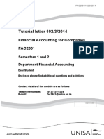 Tutorial Letter 102/3/2014: Financial Accounting For Companies FAC2601
