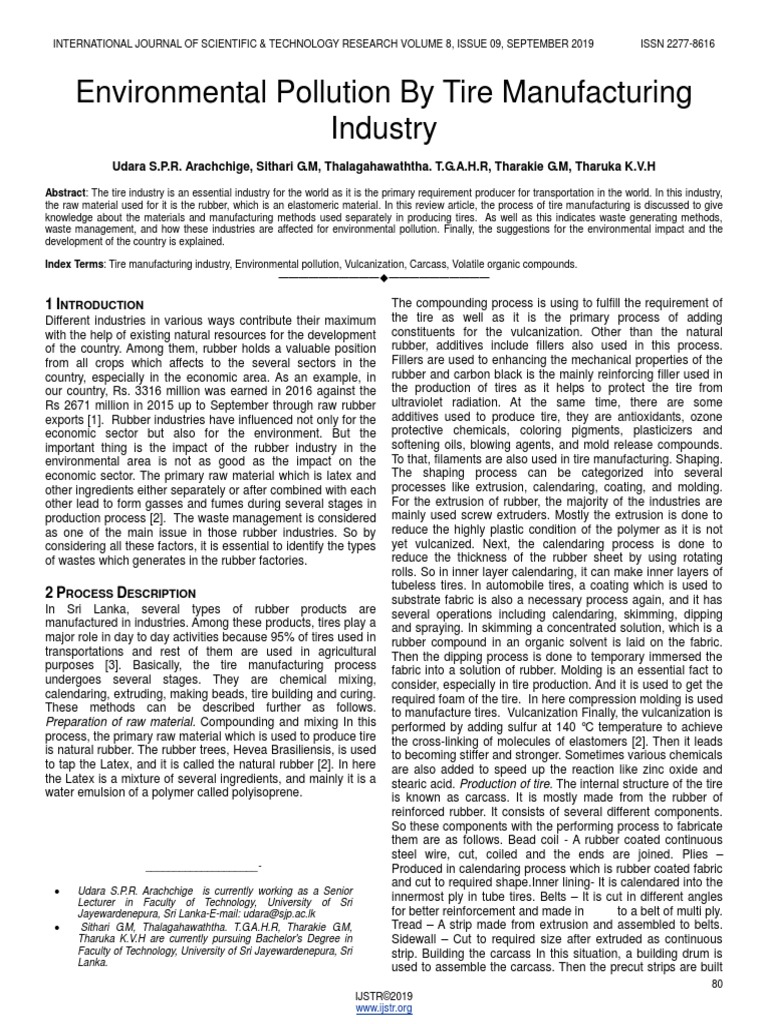 Environmental Pollution by Tire Manufacturing Industry | PDF | Natural ...