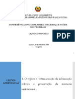 Lições aprendidas sobre segurança e saúde no trabalho