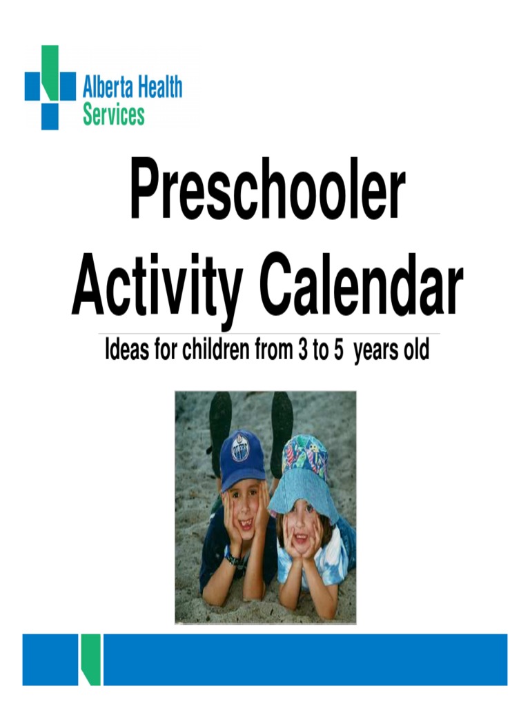 Preschooler Activity Calendar: Ideas For Children From 3 To 5 Years Old ...