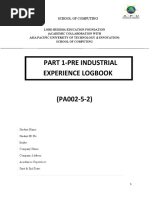 Part 1-Pre Industrial Experience Logbook: School of Computing