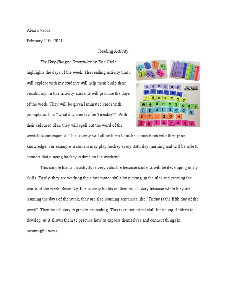 Reading Writing Activity | PDF | Vocabulary | Word