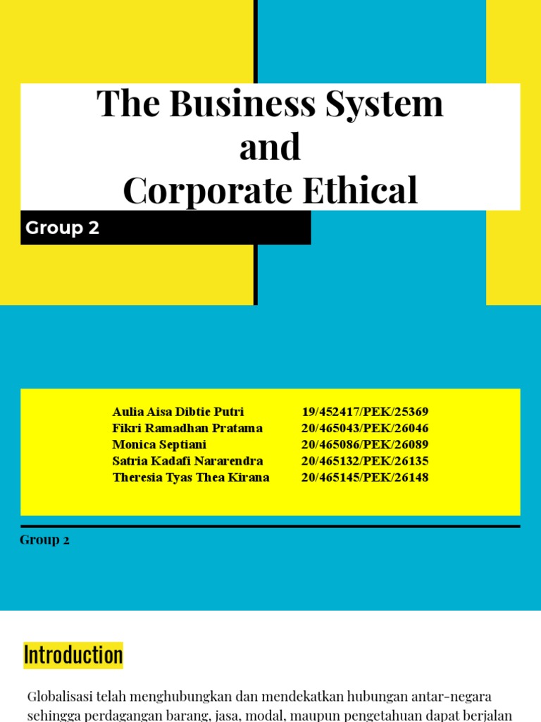 Group 2 - The Business System and Corporate Ethical | PDF