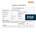 Assignment 1 Front Sheet: Qualification BTEC Level 4 HND Diploma in Business