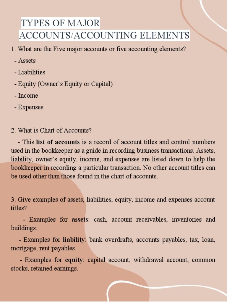 Major Accounts in Accounting Explained | PDF | Business