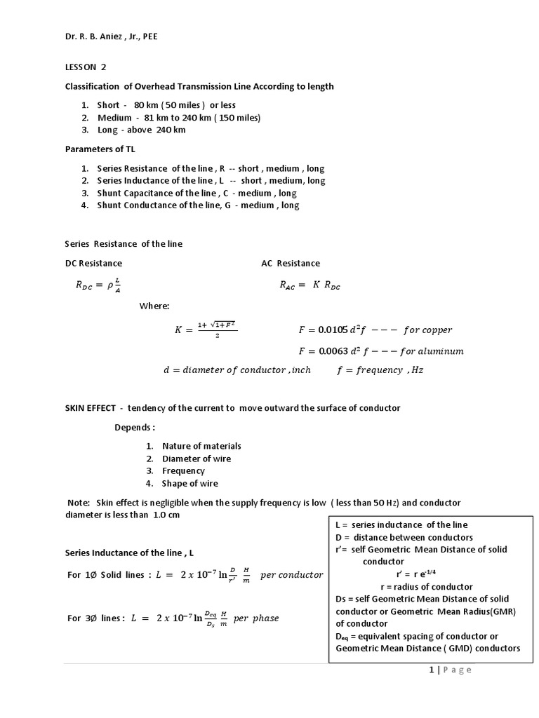 Inductance and Resistance in Transmission Lines | PDF | Inductance ...