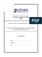 Student Code of Ethic (SCE) : Department of Infrastructure and Geomatic Engineering