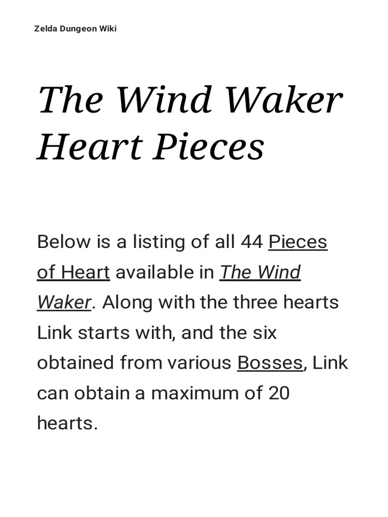 The Wind Waker Heart Pieces Zelda Dungeon Wiki PDF
