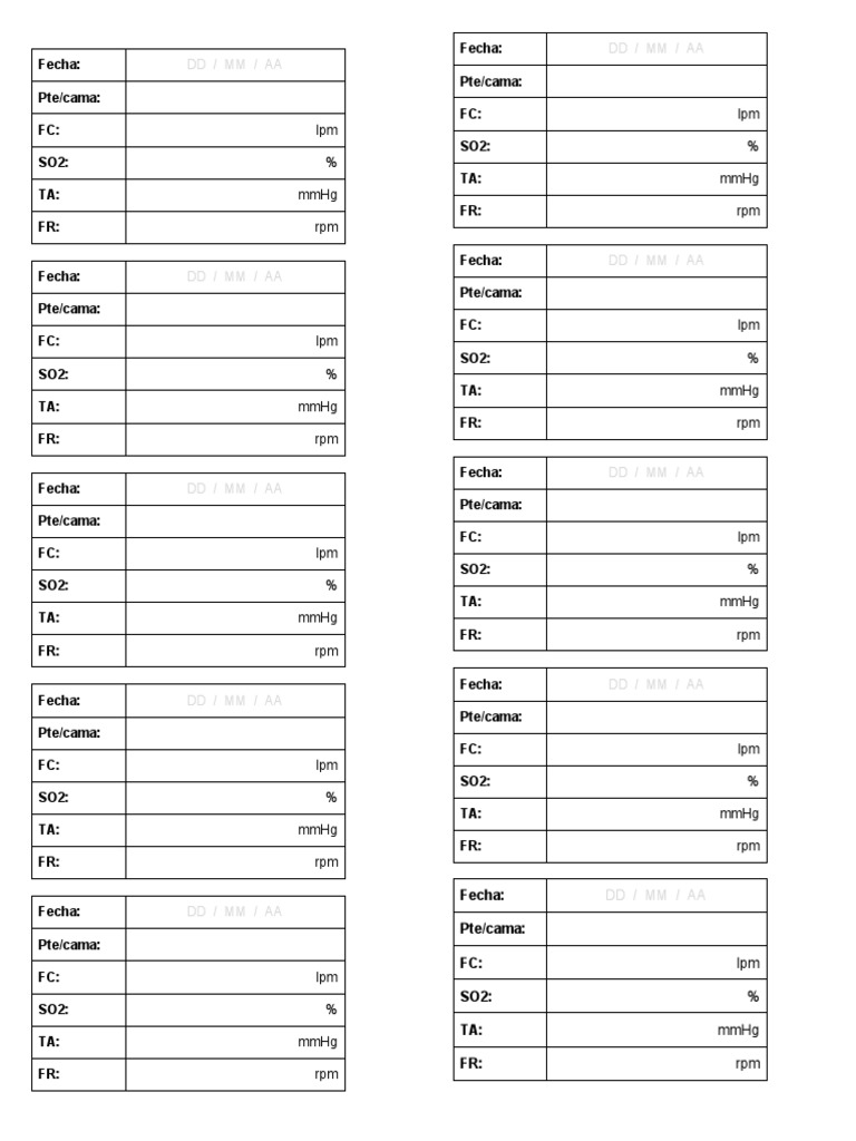 Formato para Signos Vitales | PDF