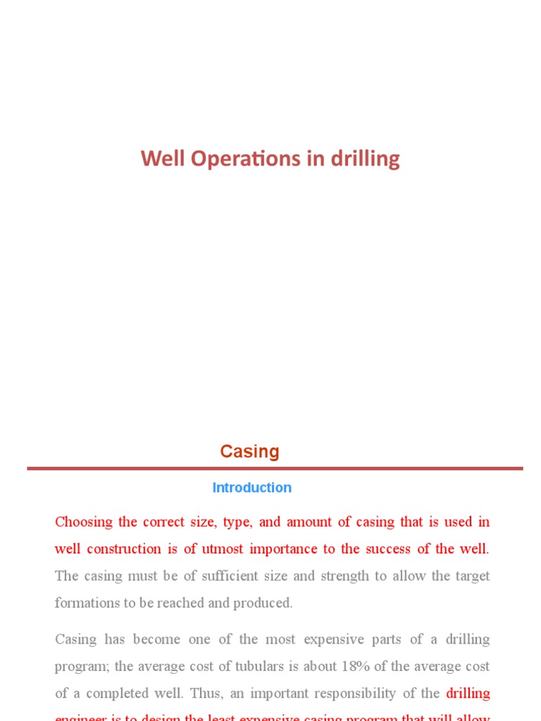 Well Operations: Casing Types Explained | PDF | Casing (Borehole) | Oil ...