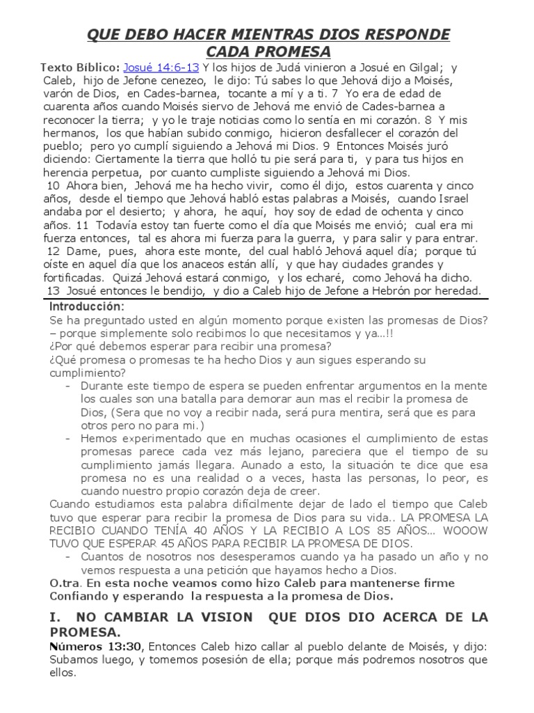 Las Promesas de Dios | PDF | Moisés | Joshua