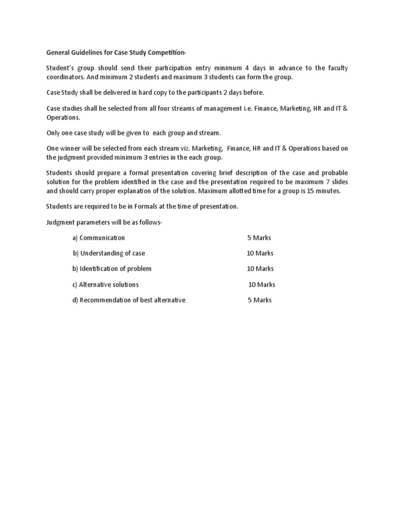 General Guidelines For Case Study Competition PDF