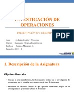 1. INVESTIGACIÓN DE OPERACIONES - RM PVG 2015 Descripción