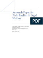 Research Paper for Plain English in Legal Writing adequately covers the essentials of plain language in a legal context