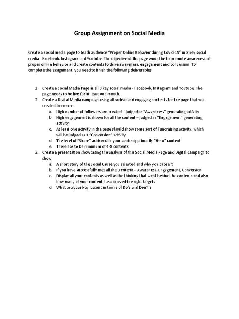 social group assignment pdf