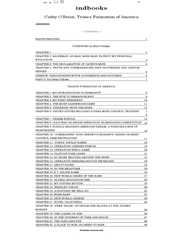 Cathy O'Brien. Trance Formation of America Read Online On Indbooks