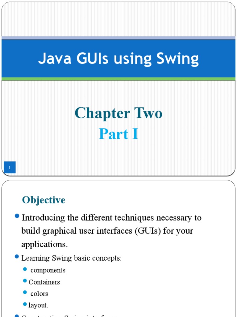 Java Swing GUI Basics Guide | PDF | Human–Computer Interaction ...