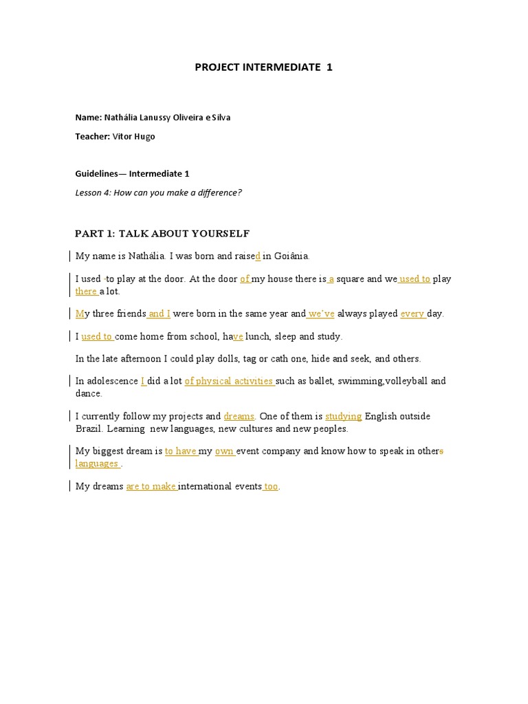 Project Intermediate 1 - Corrigido | PDF