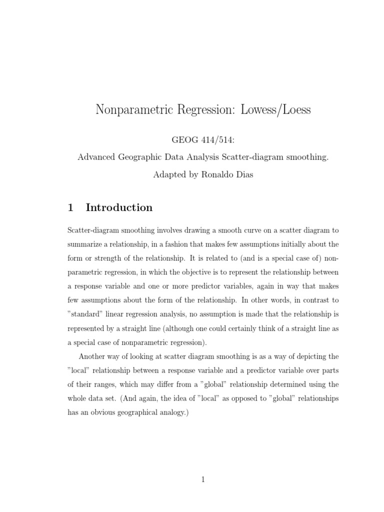 Nonparametric Regression Lowess Loess Pdf Analysis Statistical