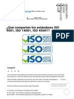 ¿Qué Comparten Los Estándares ISO 9001, IsO 14001, IsO 45001