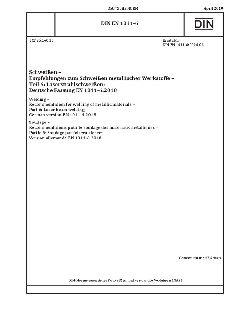 Din en 1011-6 2019-04 | PDF