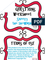 WH Questions Worksheet: Sneezy