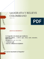 GEOGRAFIA Y RELIEVE COLOMBIANO  ABRIL 6 2021