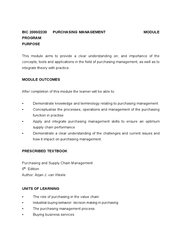 Purchasing management full time module program 2021 pdf microsoft