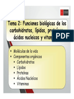 Clase 2 Funciones Biológicas de Los Carbohidratos, Lípidos, Proteínas, Ácidos Nucleicos y Vitaminas.