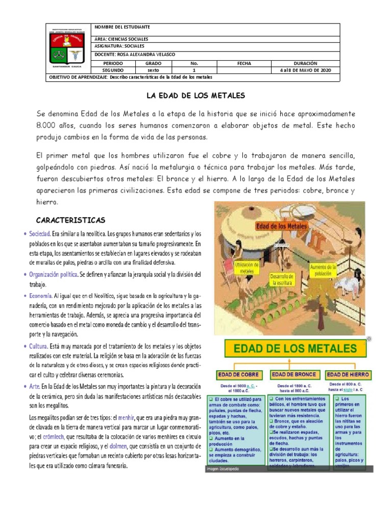 Características de la Edad de los Metales | PDF | Metalurgia | Rieles