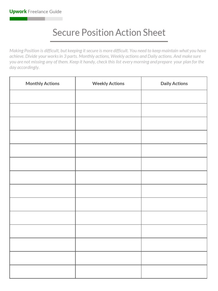 Secure Position Action Sheet | PDF | Self-Improvement