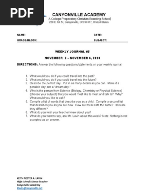 WEEKLY JOURNAL #5